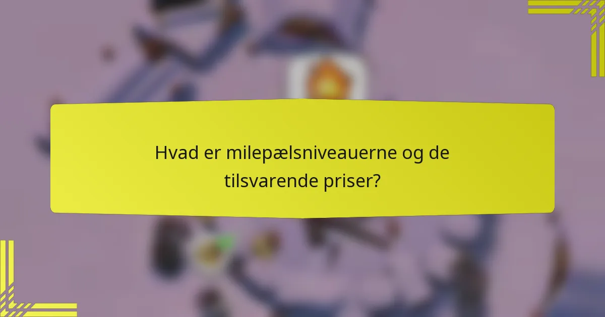 Hvad er milepælsniveauerne og de tilsvarende priser?